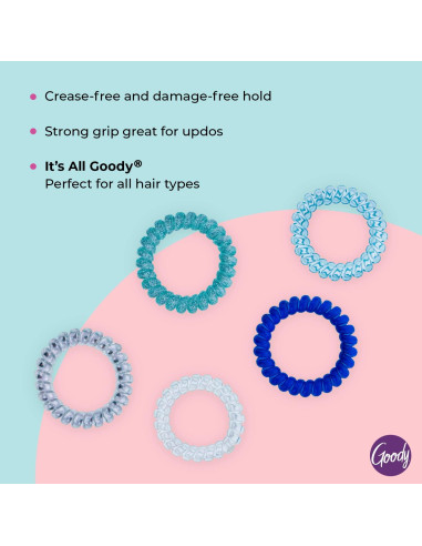 Bandas de Pelo en Espiral Goody - 5 Unidades, Gel Sin Marcas