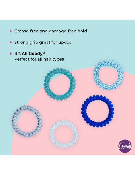 Bandas de Pelo en Espiral Goody - 5 Unidades, Gel Sin Marcas