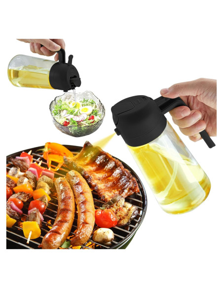 Rociador de Aceite DOPUDO 470ml Vidrio Premium Negro