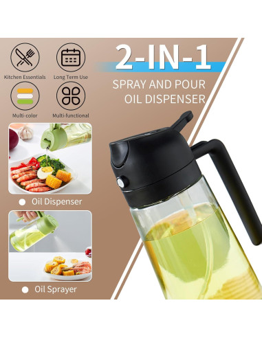 Rociador de Aceite DOPUDO 470ml Vidrio Premium Negro