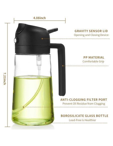 Rociador de Aceite DOPUDO 470ml Vidrio Premium Negro