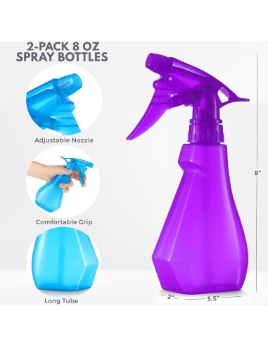 Botellas de Spray DilaBee 8oz 2-Pack Azul y Púrpura