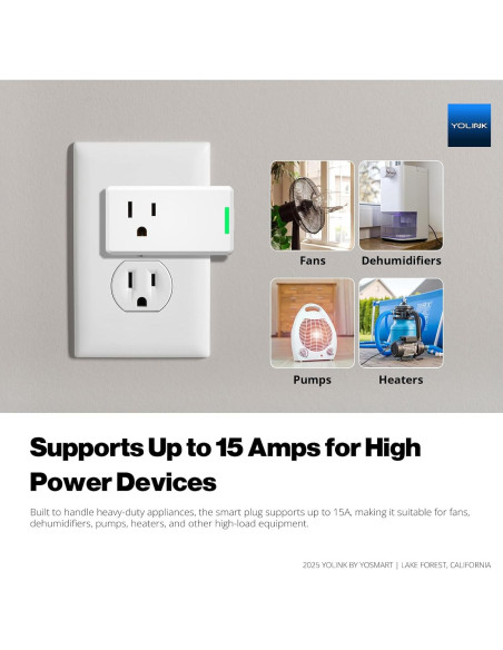 Enchufe Inteligente YoLink 15A con Monitoreo de Energía