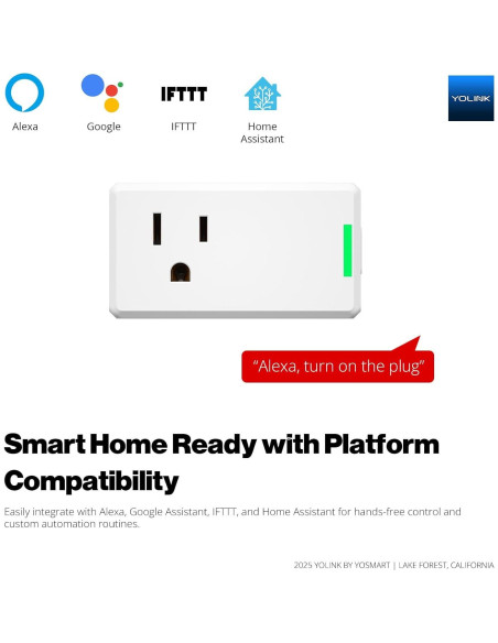 Enchufe Inteligente YoLink 15A con Monitoreo de Energía