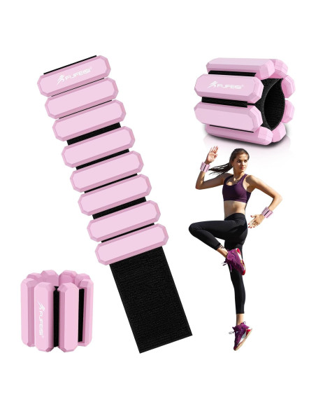 Pesas Ajustables para Muñeca y Tobillo fufeisi 0.91KG Rosa