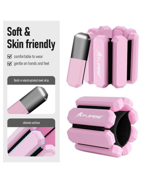 Pesas Ajustables para Muñeca y Tobillo fufeisi 0.91KG Rosa