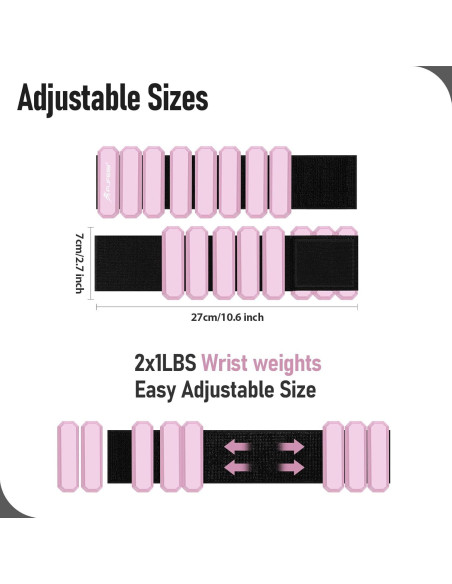 Pesas Ajustables para Muñeca y Tobillo fufeisi 0.91KG Rosa