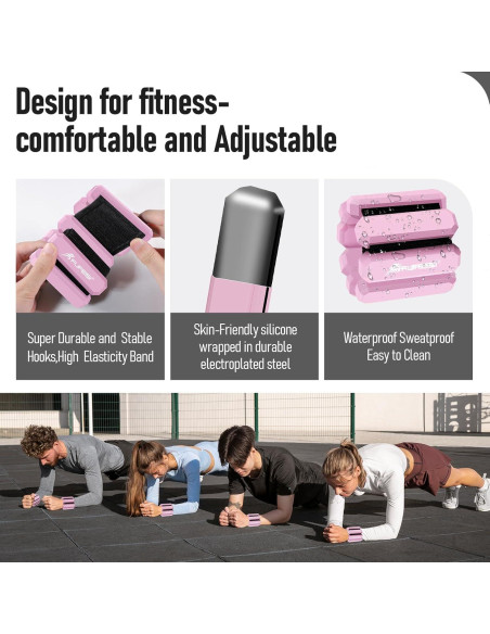 Pesas Ajustables para Muñeca y Tobillo fufeisi 0.91KG Rosa