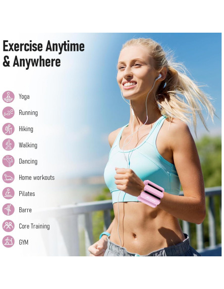 Pesas Ajustables para Muñeca y Tobillo fufeisi 0.91KG Rosa