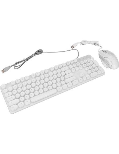 Combo Teclado Mecánico y Ratón RGB Zunate 104 Teclas Blanco
