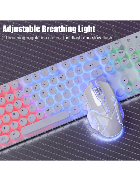 Combo Teclado Mecánico y Ratón RGB Zunate 104 Teclas Blanco