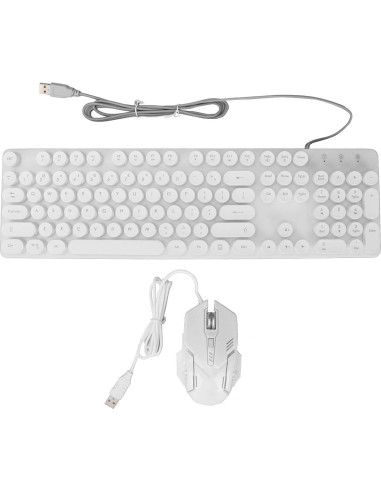 Combo Teclado Mecánico y Ratón RGB Zunate 104 Teclas Blanco