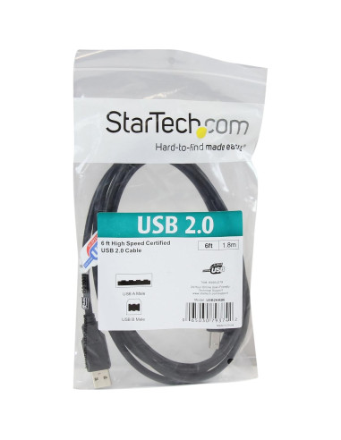 Cable de Impresora USB 2.0 A a B StarTech 1.8 m Negro