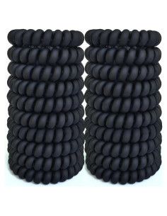 20 Gomas de Pelo Espirales Leenchiry - Negro Mate, Sin Daño