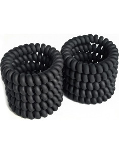 20 Gomas de Pelo Espirales Leenchiry - Negro Mate, Sin Daño 2