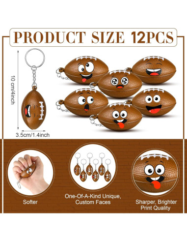 12 Llaveros Antiestrés Deportivos Arrowbash Fútbol 4 cm