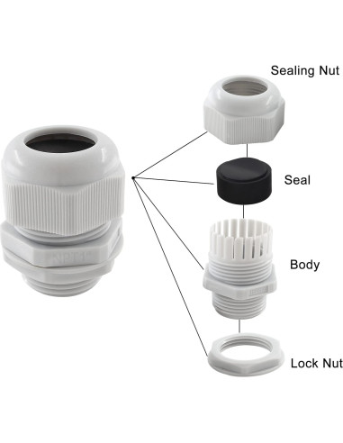 Glands de Cable NPT 1 Cionyce - 2 Piezas Nylon Impermeables