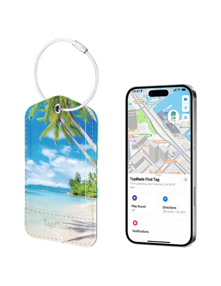 Etiqueta de Equipaje Inteligente TopMade con Find My - Cuero Premium