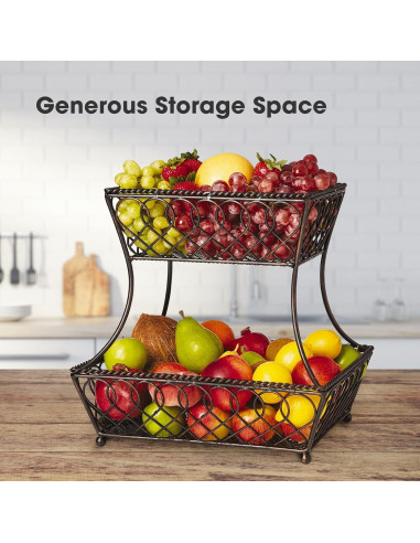 Cesta Redonda de Metal 2 Niveles Gourmet Basics Mikasa 35.6 cm