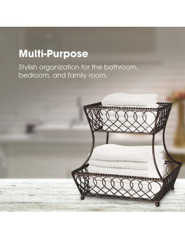 Cesta Redonda de Metal 2 Niveles Gourmet Basics Mikasa 35.6 cm