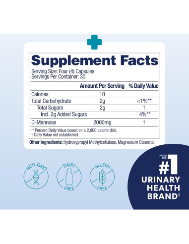 AZO D-Mannose 120 Cápsulas - Salud del Tracto Urinario