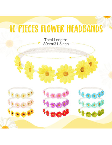 Conjunto de Gafas Retro y Diademas de Flores Chengu - 20 Piezas