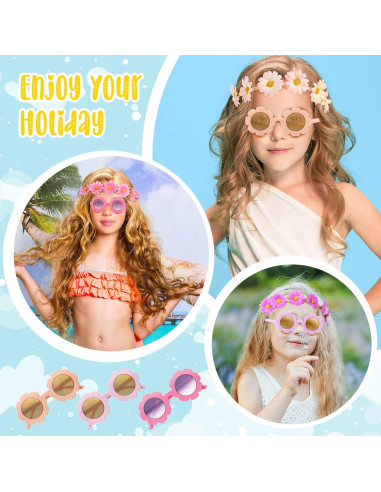 Conjunto de Gafas Retro y Diademas de Flores Chengu - 20 Piezas