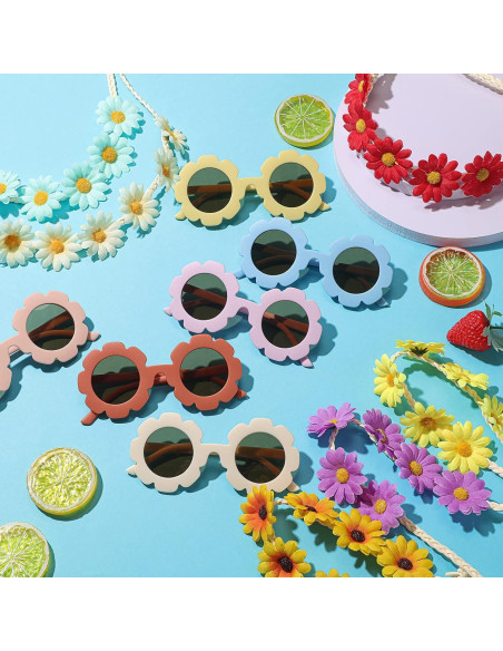 Conjunto de Gafas Retro y Diademas de Flores Chengu - 20 Piezas