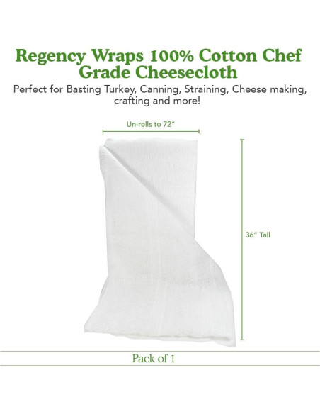 Tela de Queso 100% Algodón Regency Wraps 91x182 cm - Grado Chef