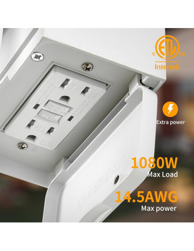 Luz de Porche YISURO con Toma GFCI y Sensor de Movimiento