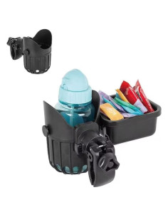 Bandeja de bocadillos desmontable LUFFCABO con portavasos negro