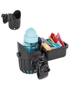 Bandeja de bocadillos desmontable LUFFCABO con portavasos negro 2