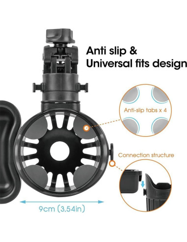 Bandeja de bocadillos desmontable LUFFCABO con portavasos negro