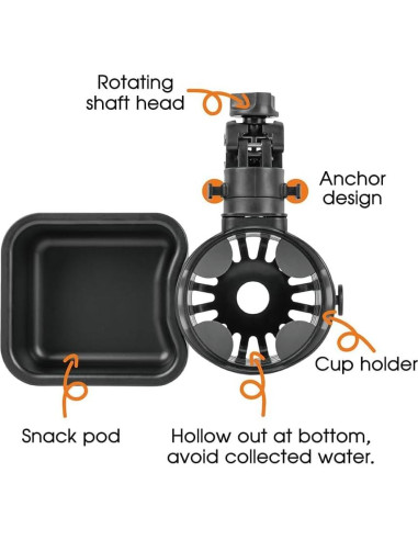 Bandeja de bocadillos desmontable LUFFCABO con portavasos negro