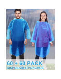 Ponchos de Lluvia Desechables JaGely 120 Piezas Adultos Azul 2