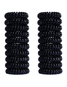20 Ligas Espirales de Cabello Negras CQLIIIA Sin Daño