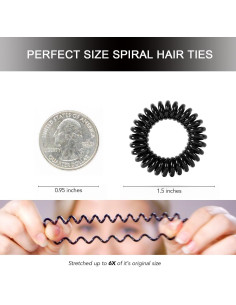 20 Ligas Espirales de Cabello Negras CQLIIIA Sin Daño 2