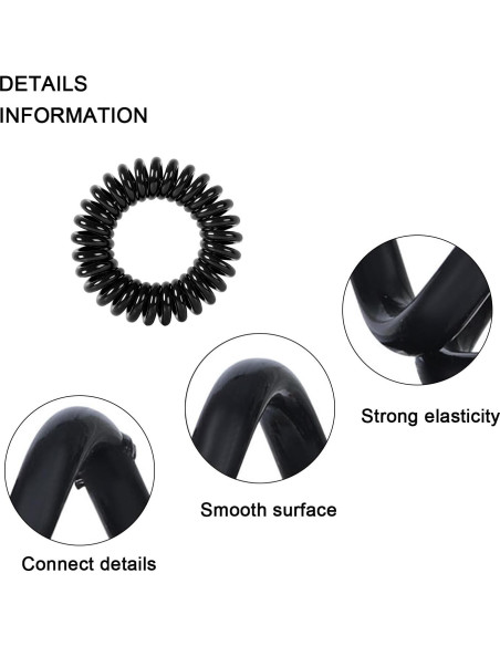 20 Ligas Espirales de Cabello Negras CQLIIIA Sin Daño