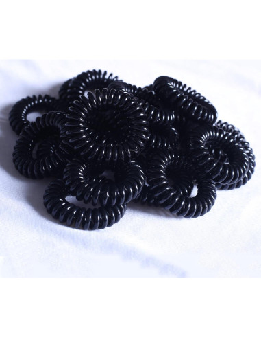 20 Ligas Espirales de Cabello Negras CQLIIIA Sin Daño