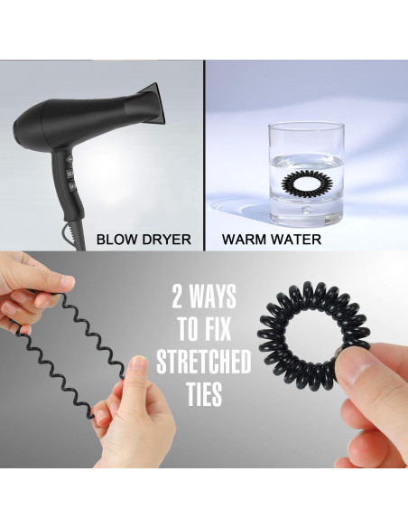 20 Ligas Espirales de Cabello Negras CQLIIIA Sin Daño