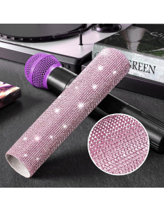 Cubierta de Mango de Micrófono Facmogu Glitter Rosa - Universal 2