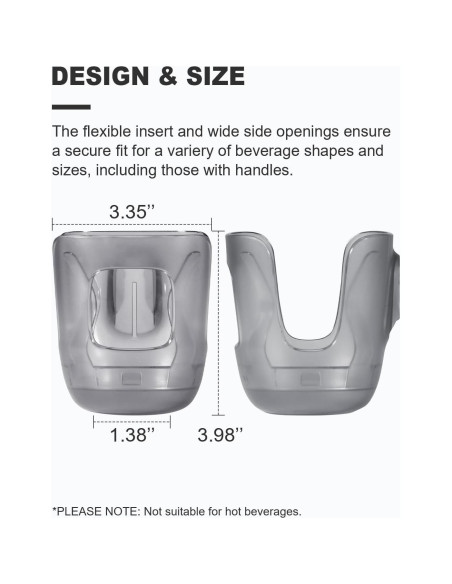 Soporte para Tazas de Cochecito Taheng Gris Semi Transparente