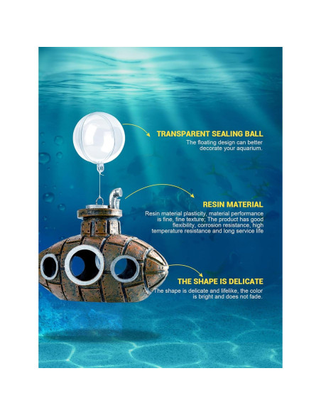 Decoración de Acuario Submarino Flotante SARDVISA 12.4 cm