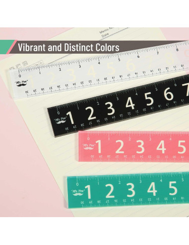 Reglas de plástico Mr. Pen 30 cm - Paquete de 4 coloridas