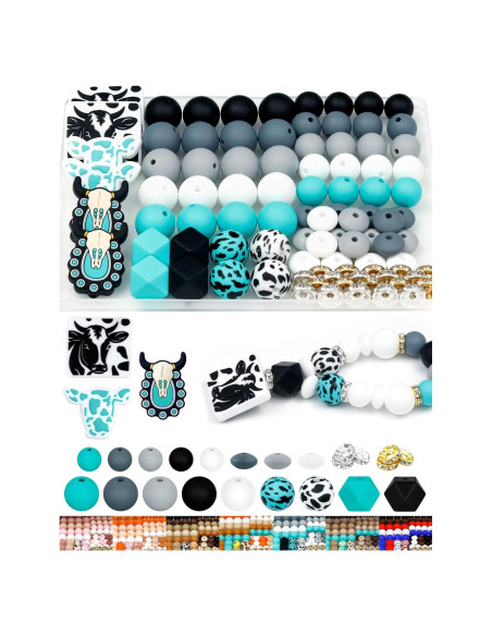 Kit de Cuentas de Silicona FIVEIZERO 112 Piezas Negro Verde