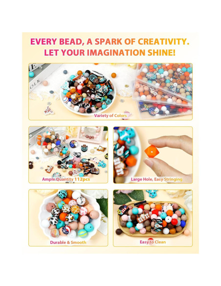 Kit de Cuentas de Silicona FIVEIZERO 112 Piezas Negro Verde