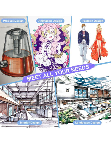 Juego de 100 Marcadores de Alcohol Atdoall Doble Punta