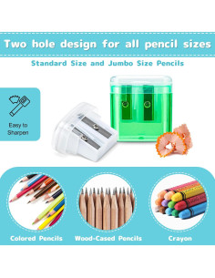 Paquete de 100 Sacapuntas Craiiby Doble Agujero Multicolor 2