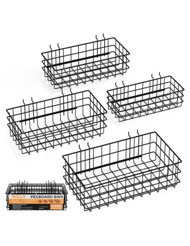 Juego de 4 Cestas Cuadradas INCLY para Tablero Perforado