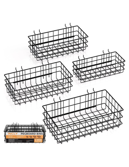 Juego de 4 Cestas Cuadradas INCLY para Tablero Perforado